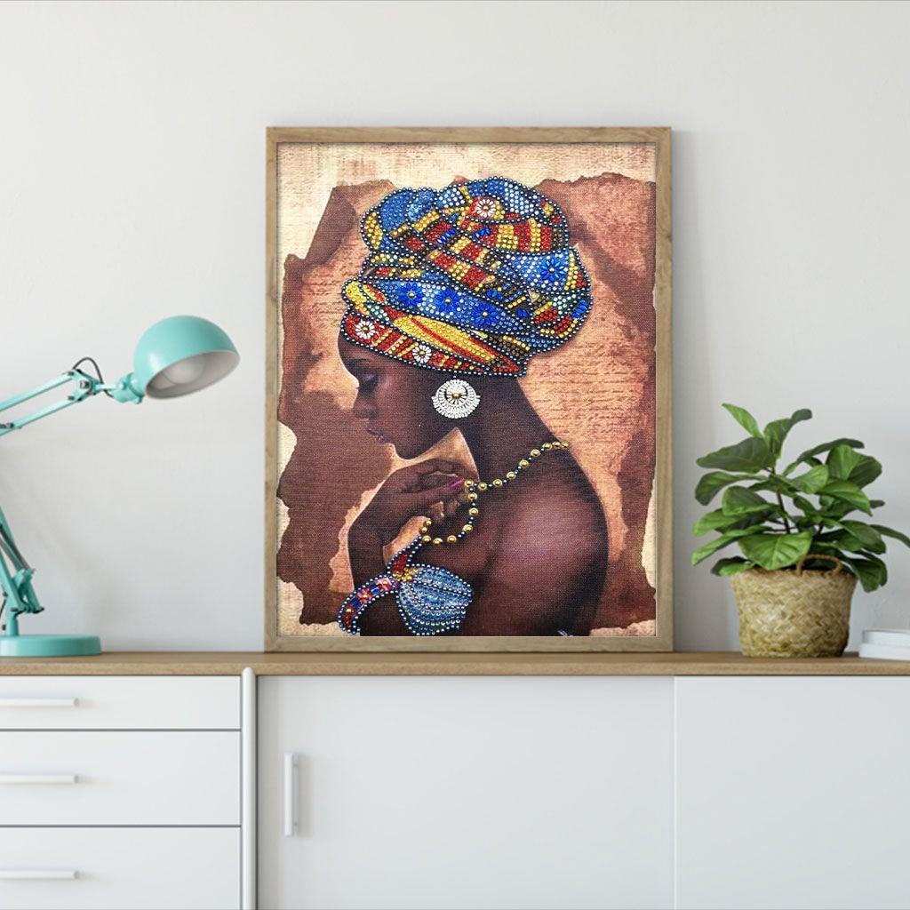 Crystal Rhinestone Diamond Painting Kit - African woman - Hibah-Diamond painting art studio