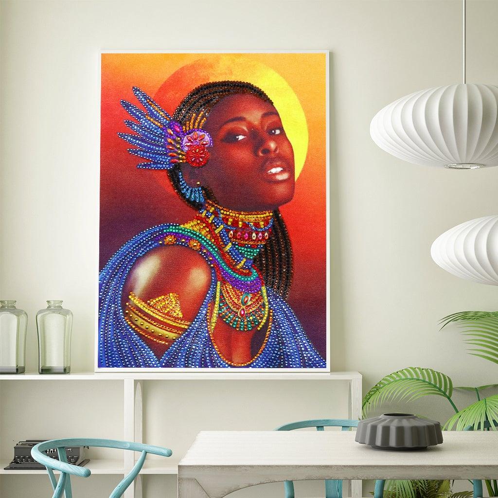 Crystal Rhinestone Diamond Painting Kit - African woman - Hibah-Diamond painting art studio