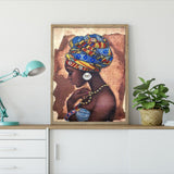 Crystal Rhinestone Diamond Painting Kit - African woman - Hibah-Diamond painting art studio