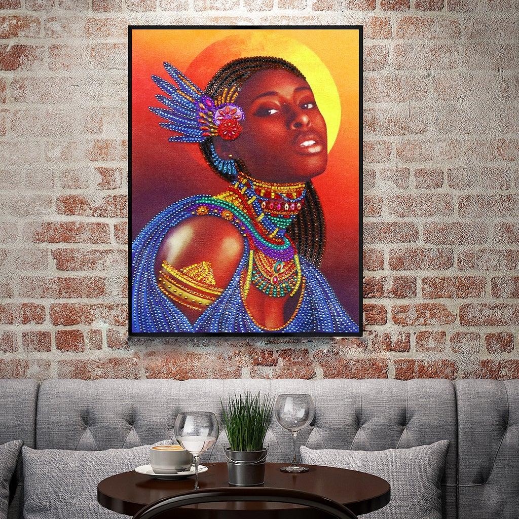 Crystal Rhinestone Diamond Painting Kit - African woman - Hibah-Diamond painting art studio