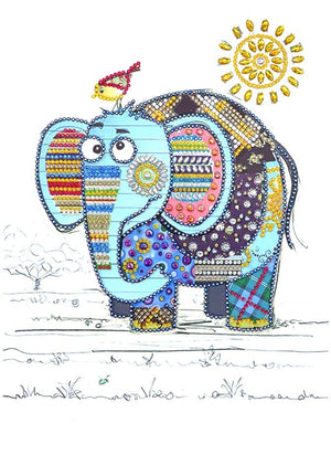Crystal Rhinestone Diamond Painting Kit - An elephant and a bird - Hibah-Diamond painting art studio