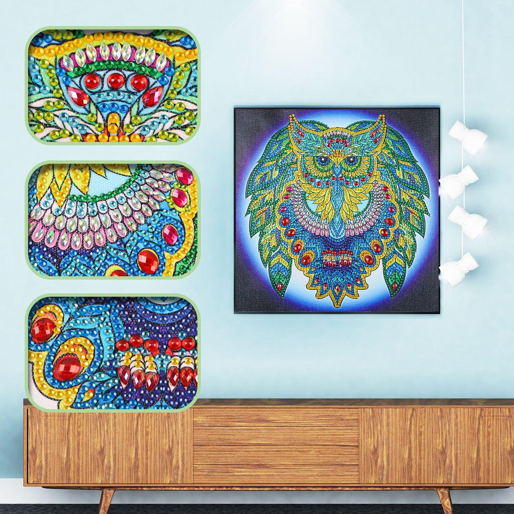 Crystal Rhinestone Diamond Painting Kit - Animal Owl - Hibah-Diamond painting art studio