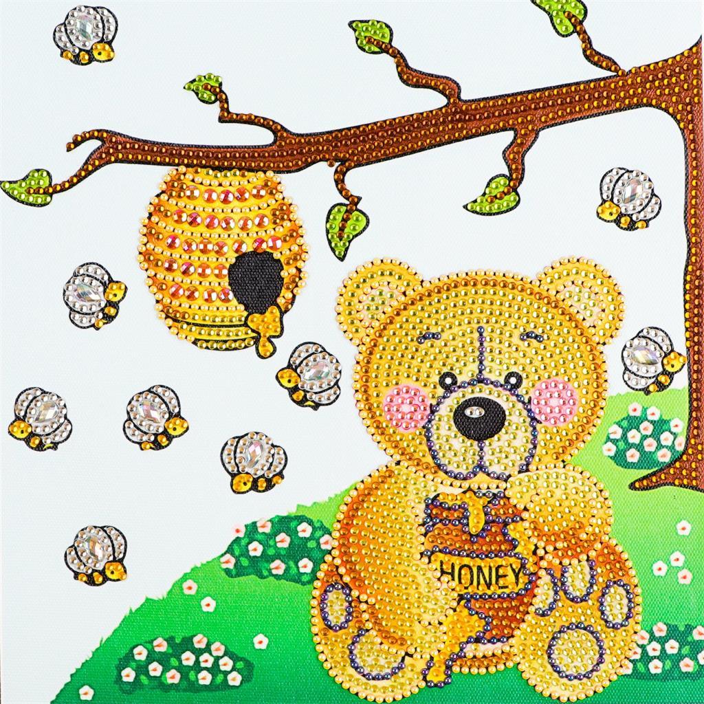Crystal Rhinestone Diamond Painting Kit - Bear and honey - Hibah-Diamond painting art studio