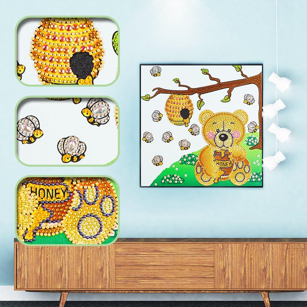 Crystal Rhinestone Diamond Painting Kit - Bear and honey - Hibah-Diamond painting art studio