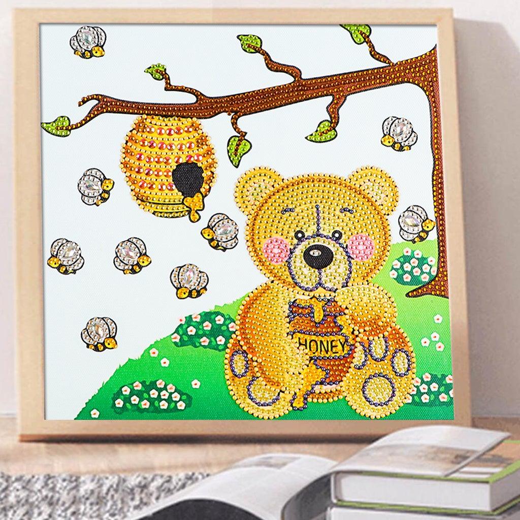 Crystal Rhinestone Diamond Painting Kit - Bear and honey - Hibah-Diamond painting art studio