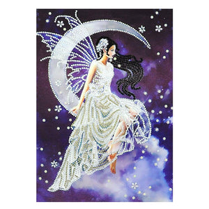 Crystal Rhinestone Diamond Painting Kit - Beautiful Elf on the moon - Hibah-Diamond painting art studio