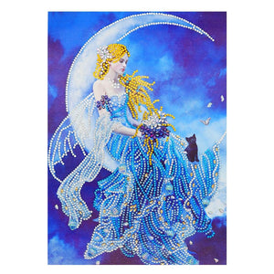 Crystal Rhinestone Diamond Painting Kit - Beautiful Elf on the moon - Hibah-Diamond painting art studio