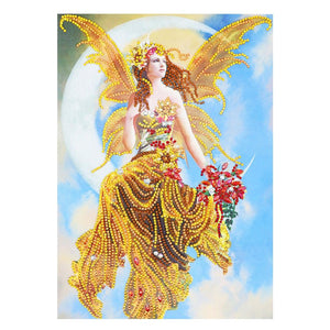 Crystal Rhinestone Diamond Painting Kit - Beautiful Elf on the moon - Hibah-Diamond painting art studio