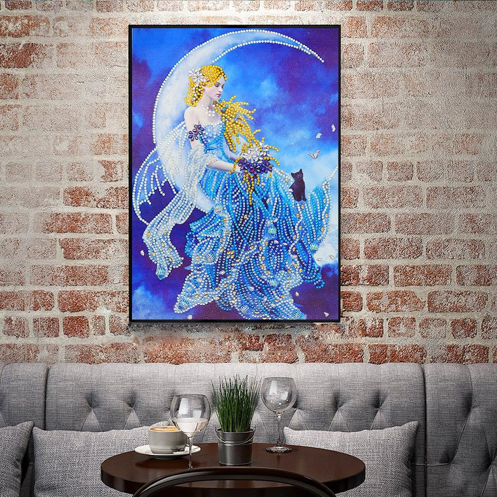 Crystal Rhinestone Diamond Painting Kit - Beautiful Elf on the moon - Hibah-Diamond painting art studio