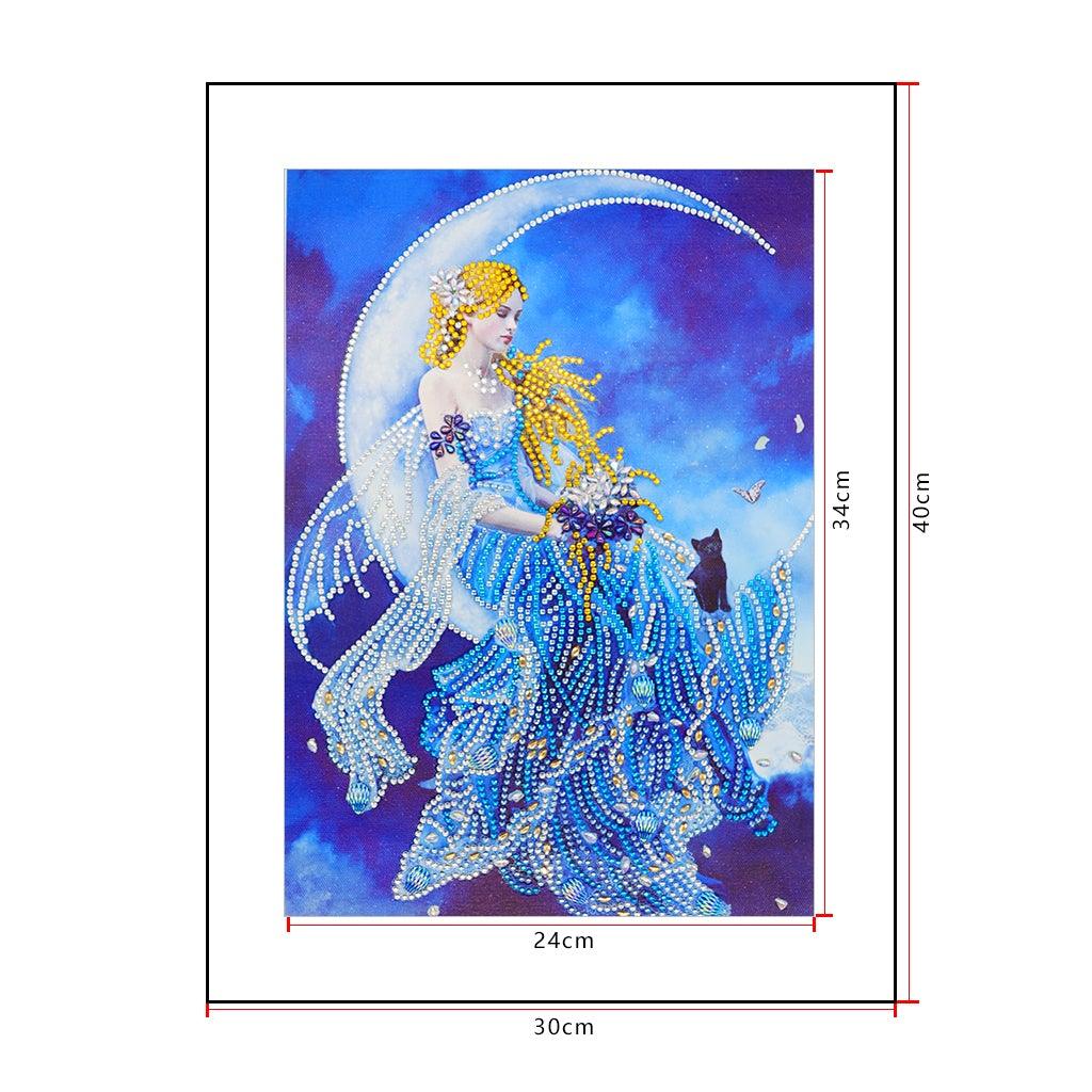 Crystal Rhinestone Diamond Painting Kit - Beautiful Elf on the moon - Hibah-Diamond painting art studio