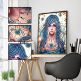 Crystal Rhinestone Diamond Painting Kit - Beautiful female with blue hair - Hibah-Diamond painting art studio