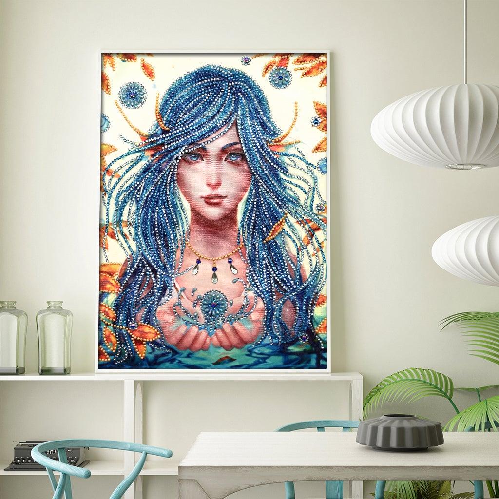 Crystal Rhinestone Diamond Painting Kit - Beautiful female with blue hair - Hibah-Diamond painting art studio
