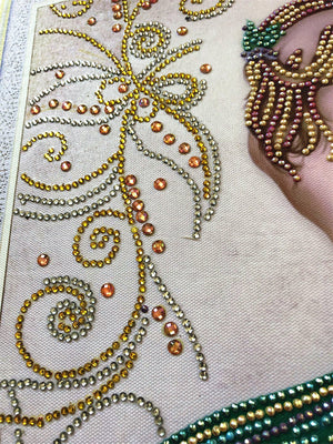 Crystal Rhinestone Diamond Painting Kit - Beautiful girl in a peacock dress (18.5x22.5inch) - Hibah-Diamond painting art studio