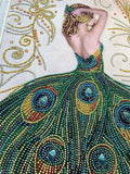 Crystal Rhinestone Diamond Painting Kit - Beautiful girl in a peacock dress (18.5x22.5inch) - Hibah-Diamond painting art studio