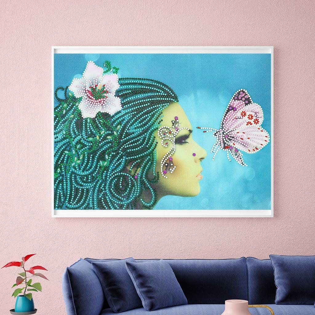 Crystal Rhinestone Diamond Painting Kit - Beautiful woman and butterfly - Hibah-Diamond painting art studio