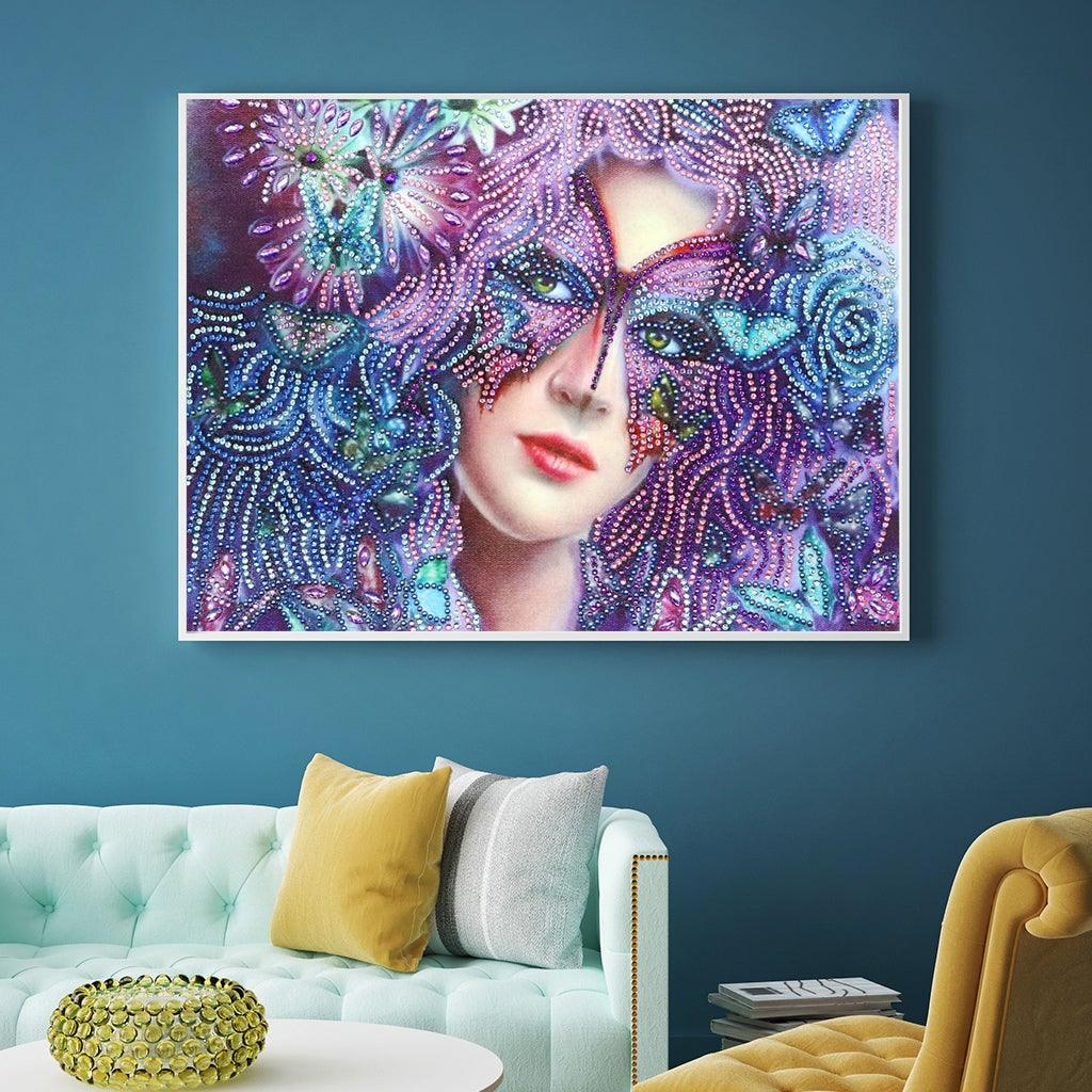 Crystal Rhinestone Diamond Painting Kit - Beautiful woman wearing a mask - Hibah-Diamond painting art studio
