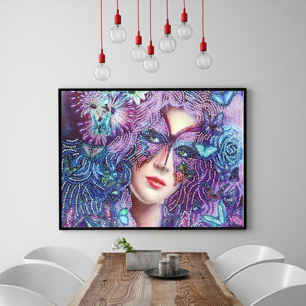 Crystal Rhinestone Diamond Painting Kit - Beautiful woman wearing a mask - Hibah-Diamond painting art studio