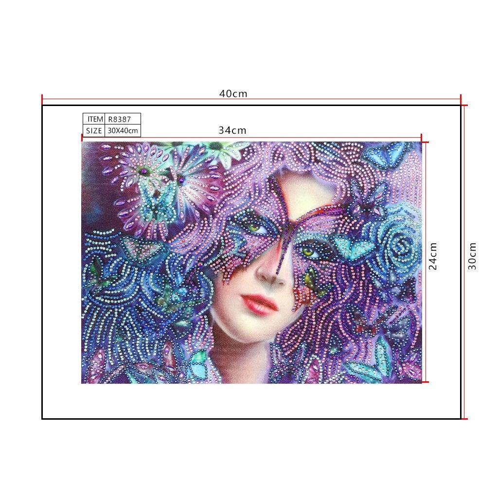 Crystal Rhinestone Diamond Painting Kit - Beautiful woman wearing a mask - Hibah-Diamond painting art studio