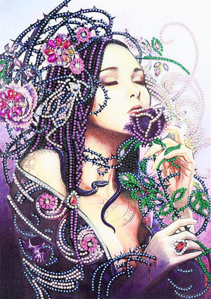 Crystal Rhinestone Diamond Painting Kit - Beauty woman and rose flower - Hibah-Diamond painting art studio