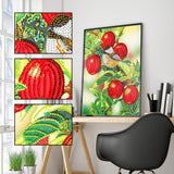 Crystal Rhinestone Diamond Painting Kit - Bird and red fruits - Hibah-Diamond painting art studio
