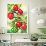 Crystal Rhinestone Diamond Painting Kit - Bird and red fruits - Hibah-Diamond painting art studio
