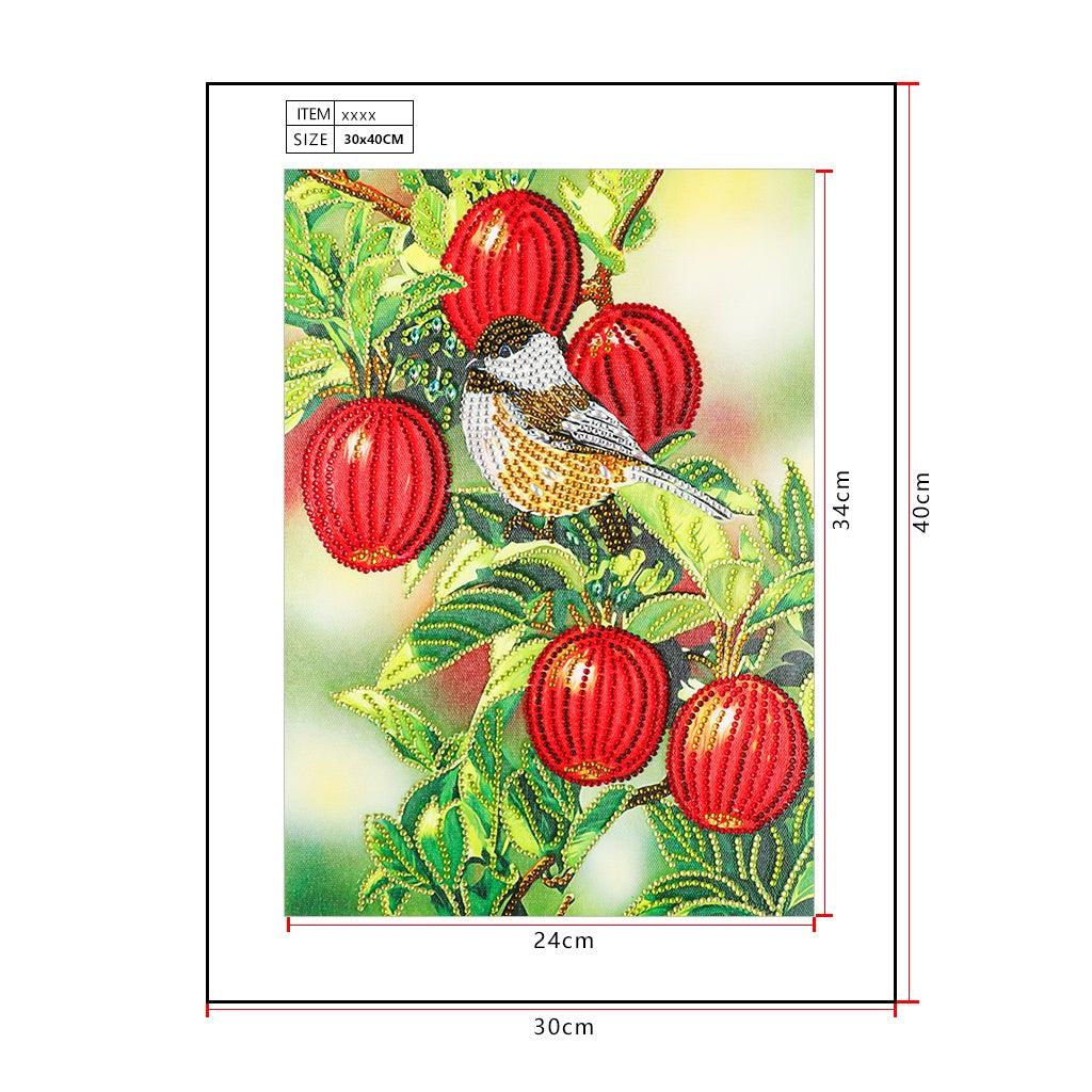 Crystal Rhinestone Diamond Painting Kit - Bird and red fruits - Hibah-Diamond painting art studio