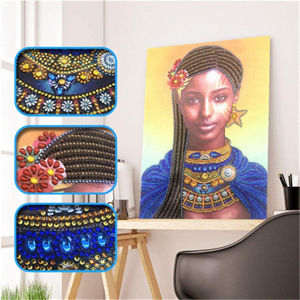 Crystal Rhinestone Diamond Painting Kit - Black Girl - Hibah-Diamond painting art studio