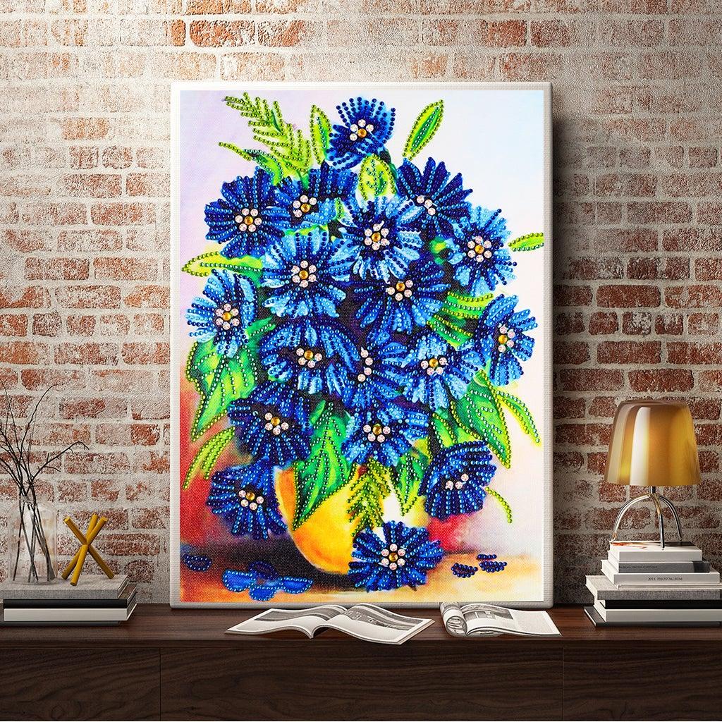 Crystal Rhinestone Diamond Painting Kit - Blue daisy - Hibah-Diamond painting art studio