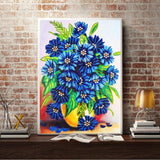 Crystal Rhinestone Diamond Painting Kit - Blue daisy - Hibah-Diamond painting art studio