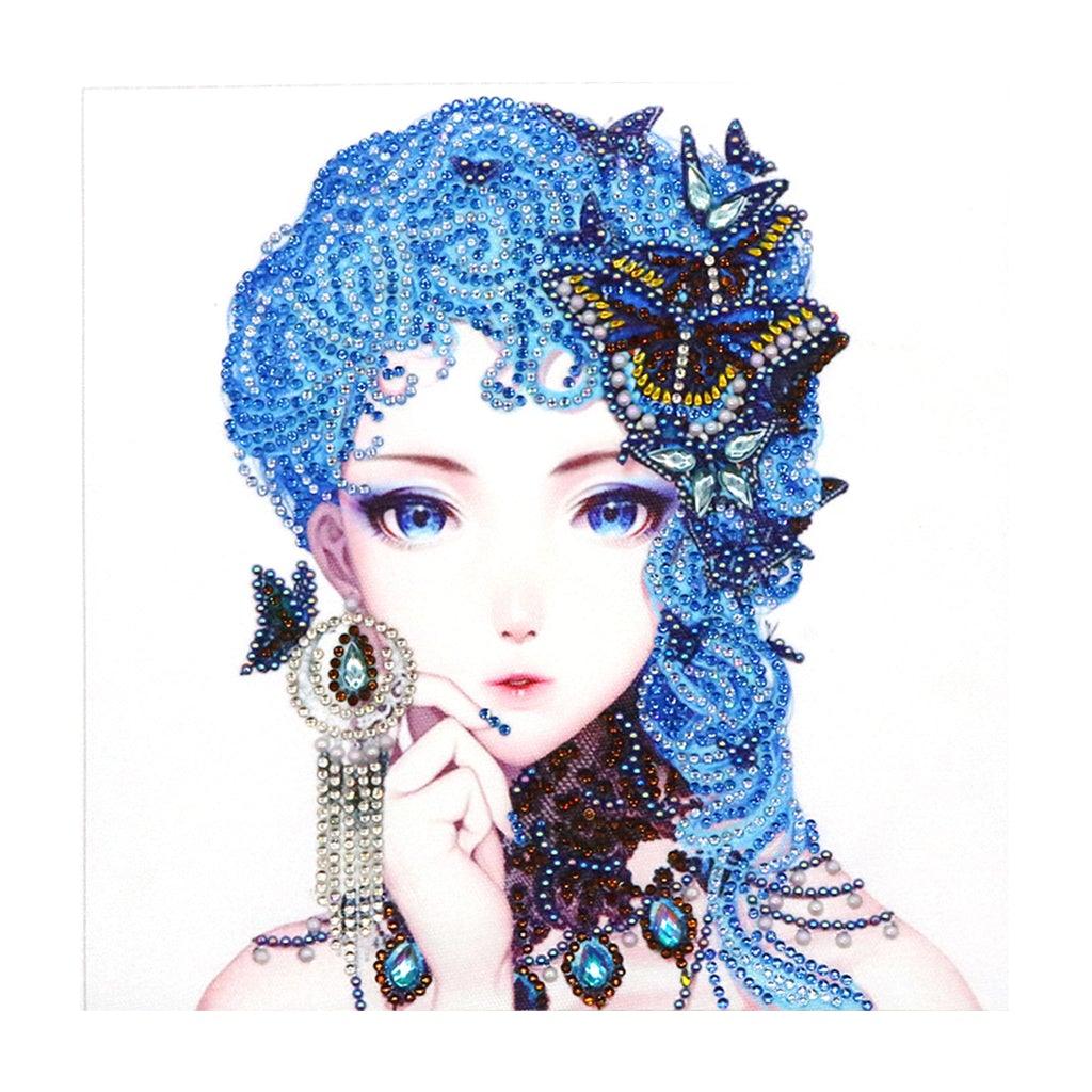 Crystal Rhinestone Diamond Painting Kit - Blue Hair Girl - Hibah-Diamond painting art studio