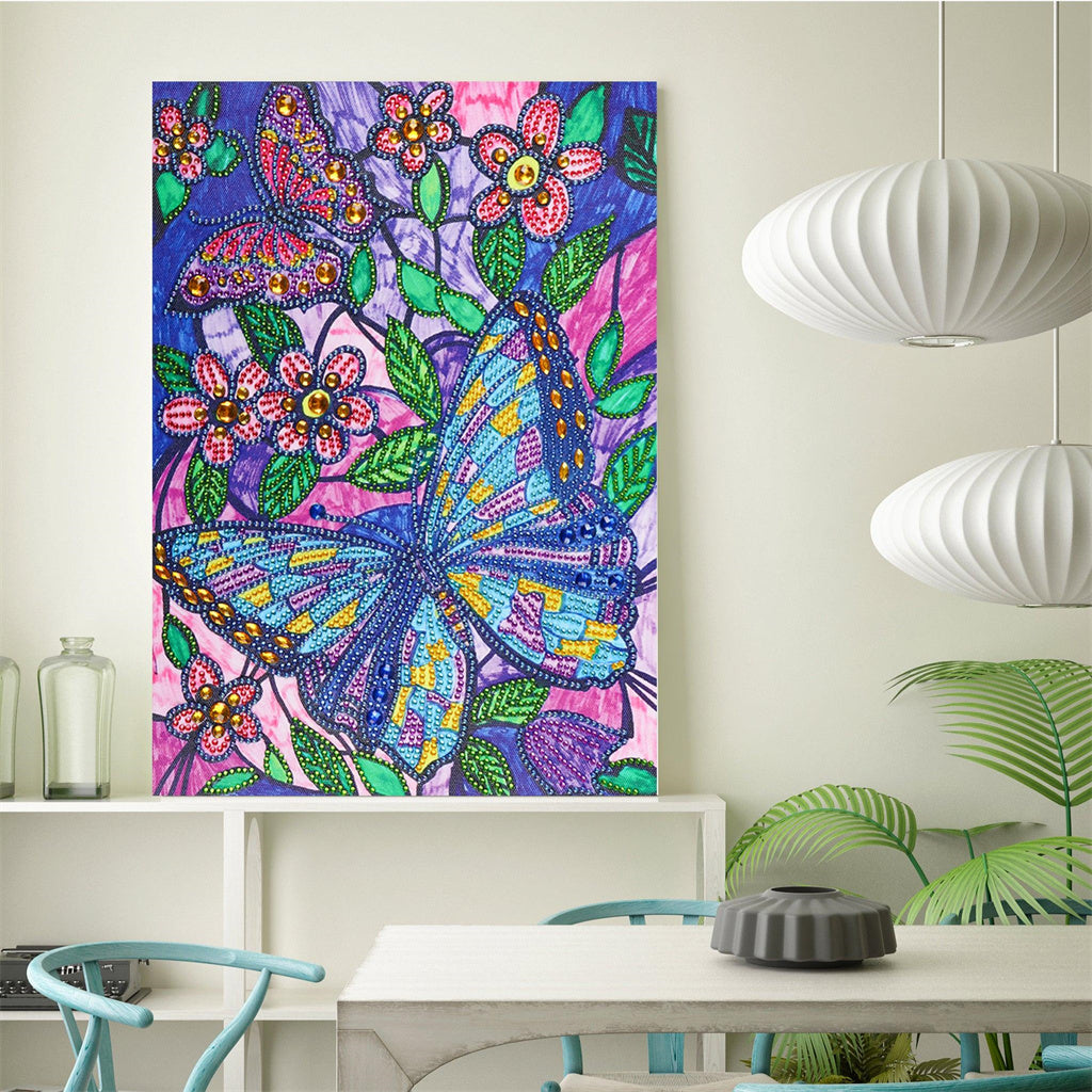 Crystal Rhinestone Diamond Painting Kit - Butterflies and Flowers - Hibah-Diamond painting art studio