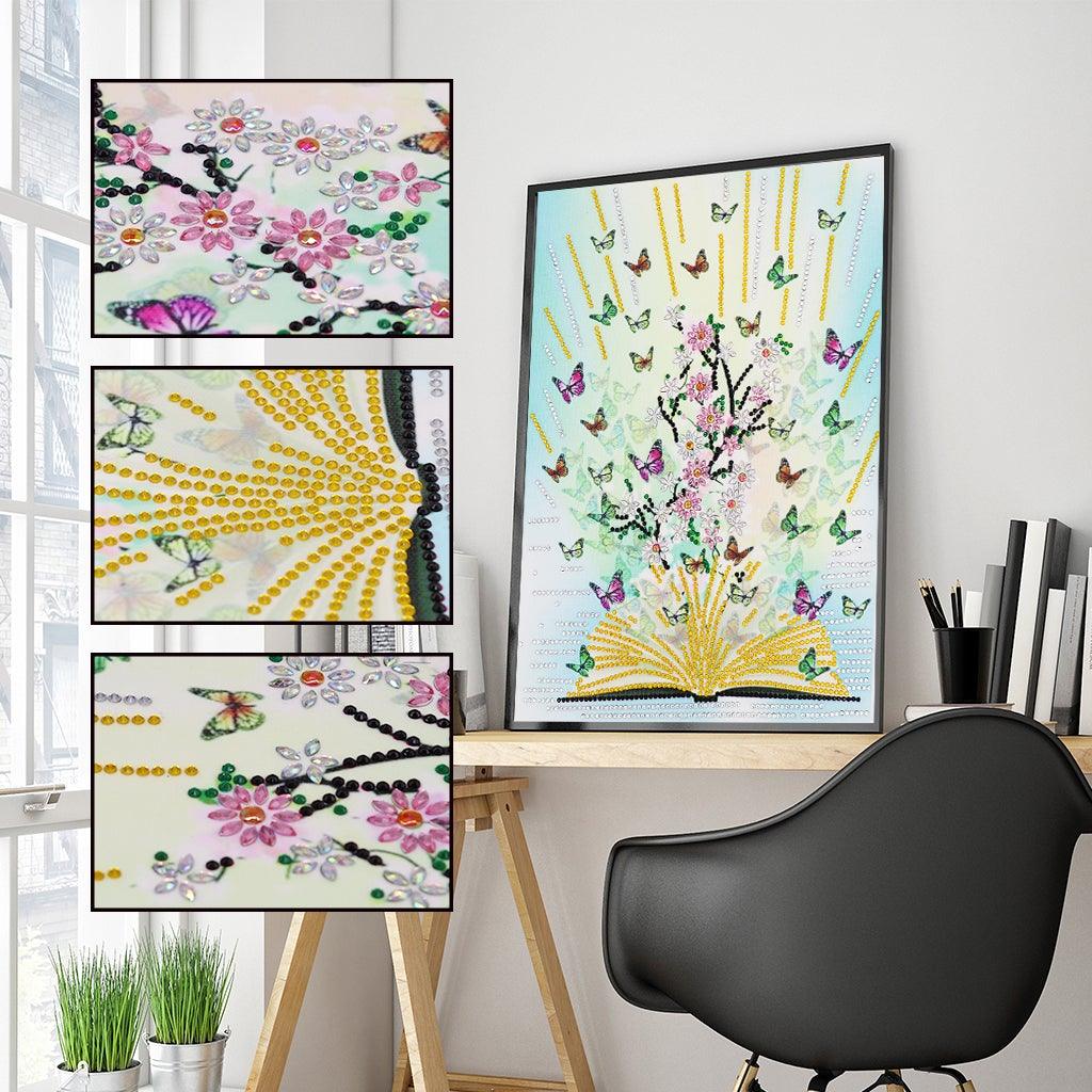 Crystal Rhinestone Diamond Painting Kit - Butterflies fly out of the book - Hibah-Diamond painting art studio