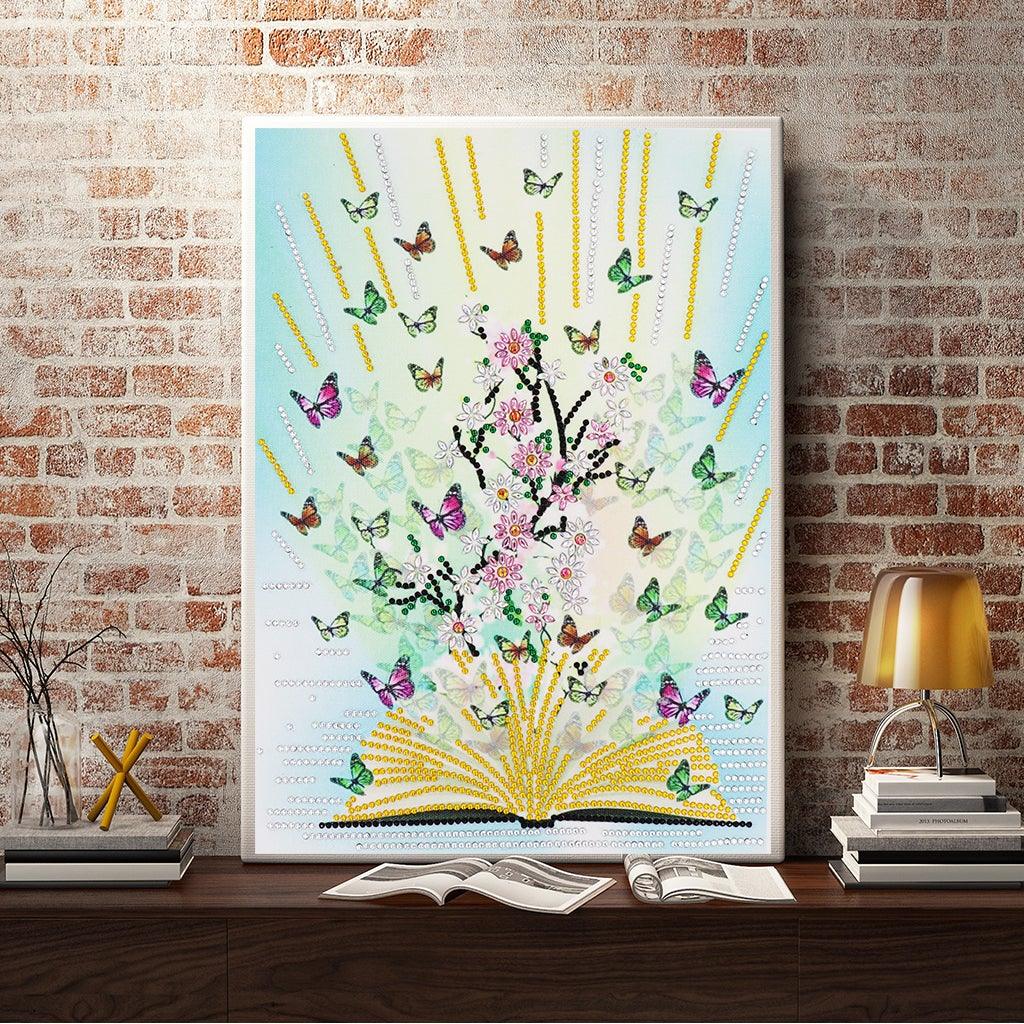 Crystal Rhinestone Diamond Painting Kit - Butterflies fly out of the book - Hibah-Diamond painting art studio