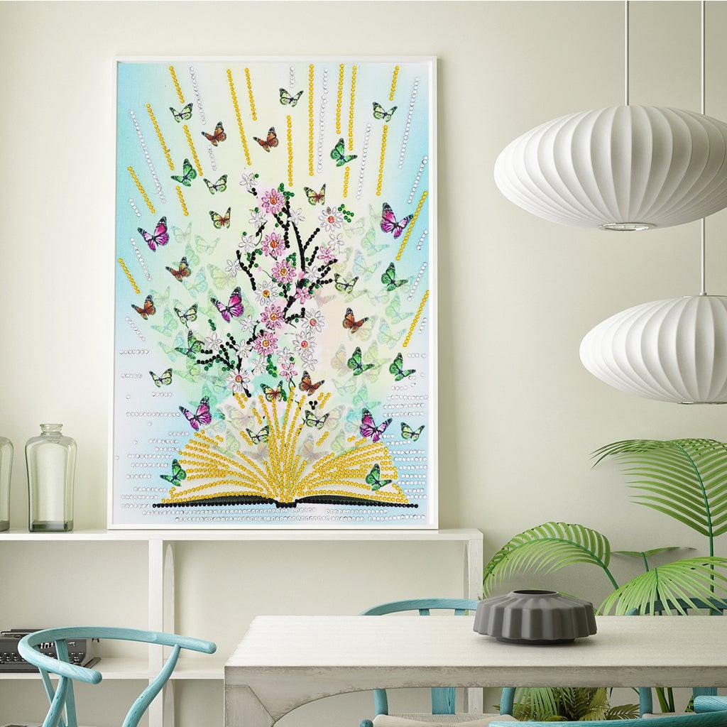 Crystal Rhinestone Diamond Painting Kit - Butterflies fly out of the book - Hibah-Diamond painting art studio