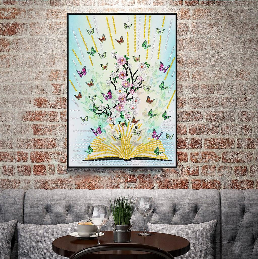 Crystal Rhinestone Diamond Painting Kit - Butterflies fly out of the book - Hibah-Diamond painting art studio