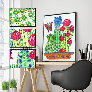 Crystal Rhinestone Diamond Painting Kit - Cactus - Hibah-Diamond painting art studio