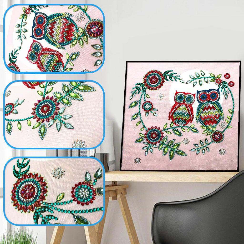 Crystal Rhinestone Diamond Painting Kit - Cartoon Animal Owl - Hibah-Diamond painting art studio