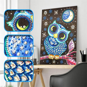 Crystal Rhinestone Diamond Painting Kit - Cartoon Animal Owl - Hibah-Diamond painting art studio
