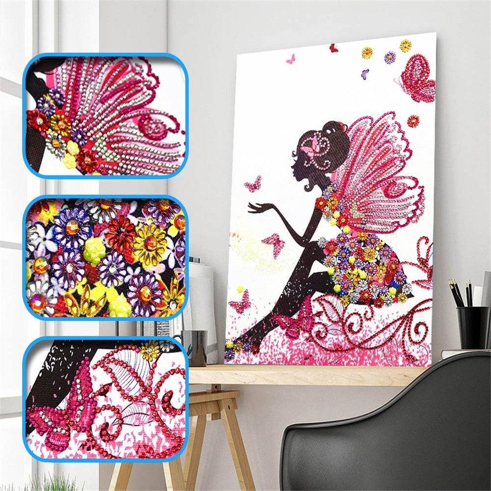 Crystal Rhinestone Diamond Painting Kit - Cartoon Butterfly Girl - Hibah-Diamond painting art studio