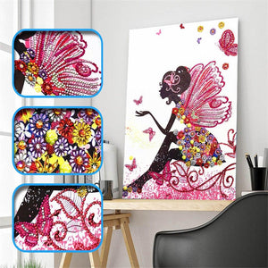 Crystal Rhinestone Diamond Painting Kit - Cartoon Butterfly Girl - Hibah-Diamond painting art studio