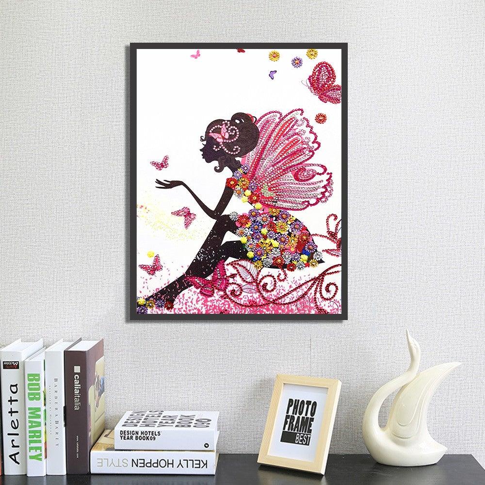 Crystal Rhinestone Diamond Painting Kit - Cartoon Butterfly Girl - Hibah-Diamond painting art studio