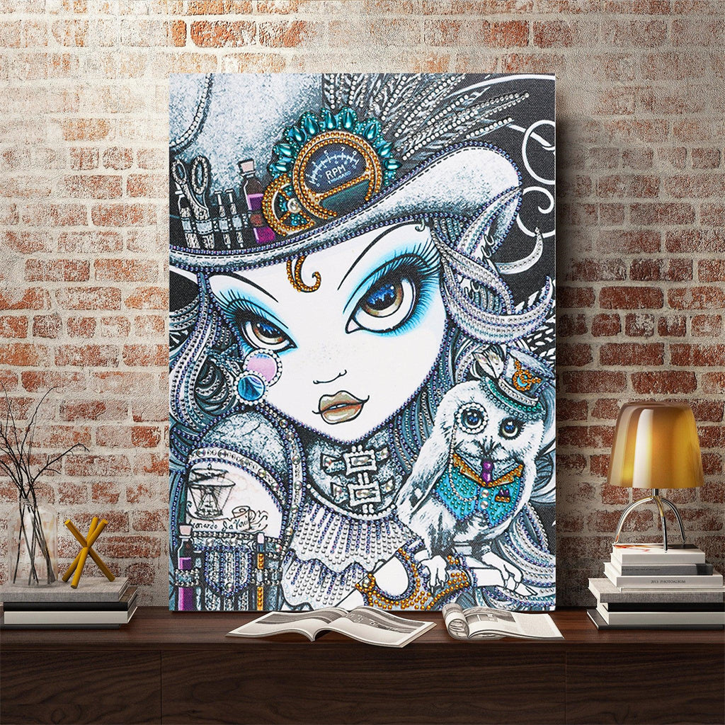 Crystal Rhinestone Diamond Painting Kit - Cartoon Girl Owl - Hibah-Diamond painting art studio
