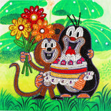Crystal Rhinestone Diamond Painting Kit - Cartoon monkey and penguin