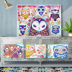 Crystal Rhinestone Diamond Painting Kit - Cartoon Owl (16x20inch) - Hibah-Diamond painting art studio