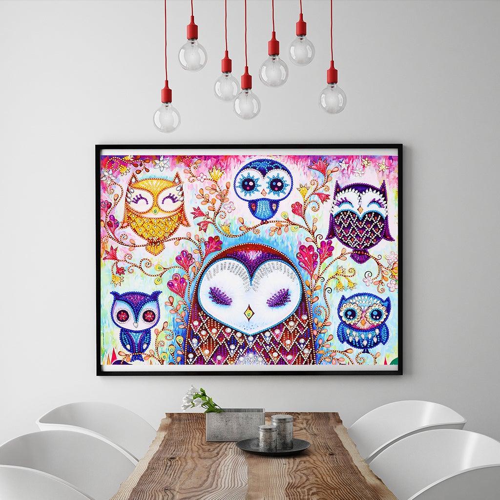 Crystal Rhinestone Diamond Painting Kit - Cartoon Owl (16x20inch) - Hibah-Diamond painting art studio