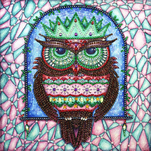Crystal Rhinestone Diamond Painting Kit - Cartoon Owl - Hibah-Diamond painting art studio