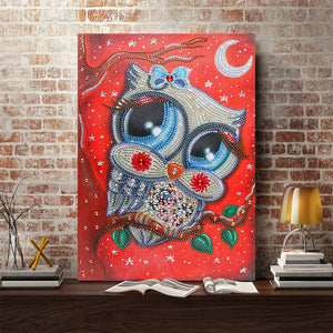 Crystal Rhinestone Diamond Painting Kit - Cartoon Owl - Hibah-Diamond painting art studio