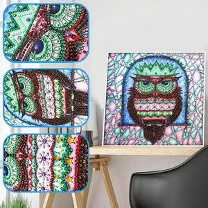Crystal Rhinestone Diamond Painting Kit - Cartoon Owl - Hibah-Diamond painting art studio
