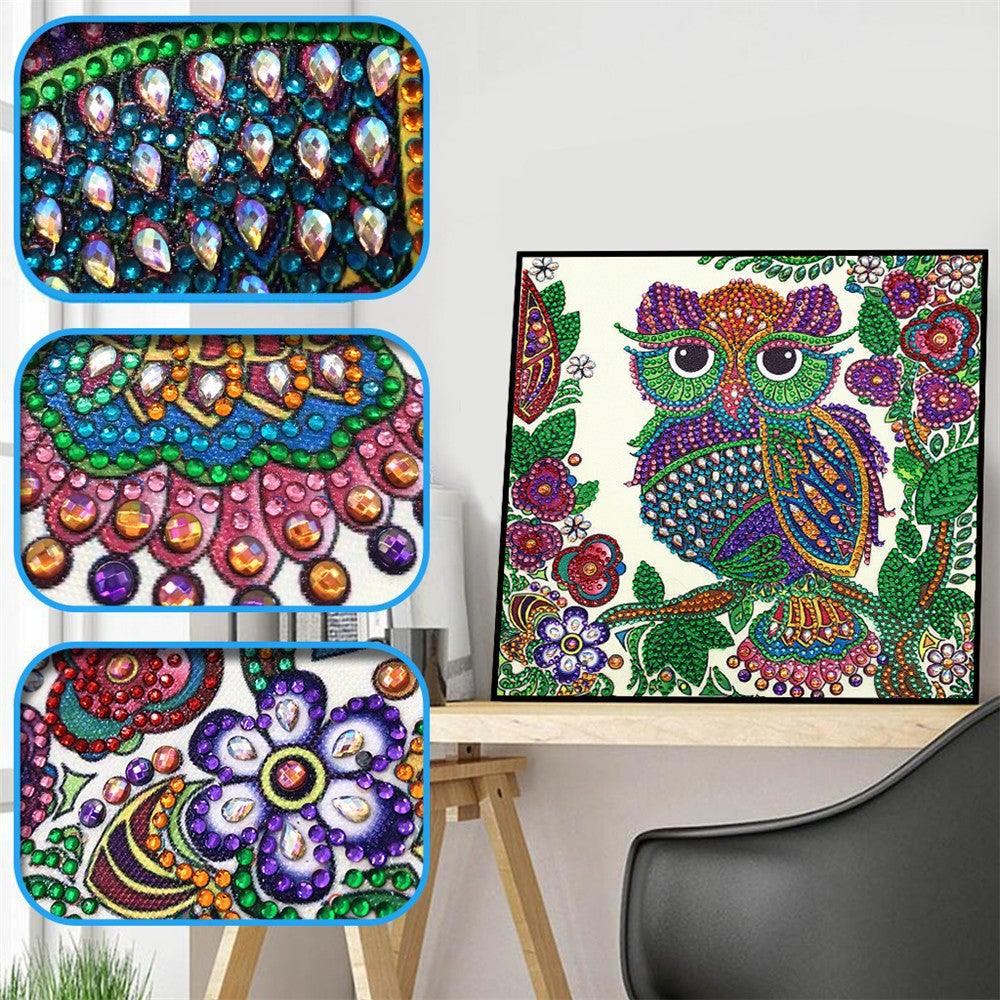 Crystal Rhinestone Diamond Painting Kit - Cartoon Owl - Hibah-Diamond painting art studio