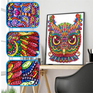 Crystal Rhinestone Diamond Painting Kit - Cartoon Owl - Hibah-Diamond painting art studio